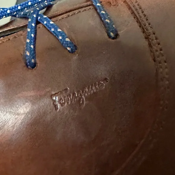 Salvatore Ferragamo Brown Leather Cap Toe Oxford Dress Shoes Mens 9 2E